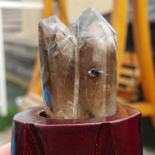 极速异象水晶石原矿石小摆件把玩石E 银发晶原石把件幽灵水晶一物