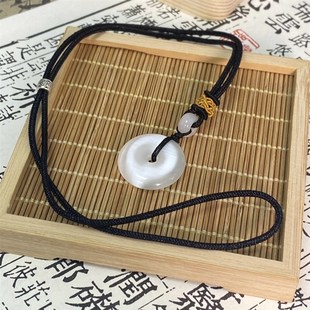 极速白猫眼石古风项链情r侣小众平安扣吊坠情人节男女款礼物成品