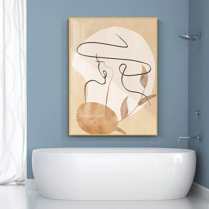 极速干区卫生间的免打孔壁挂画浴室洗H手厕所门口防水遮丑抽象线