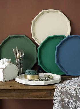 极速l冷色调干果托盘 莫韩摆式裱C花造型盘件 兰迪色婚庆甜品台托