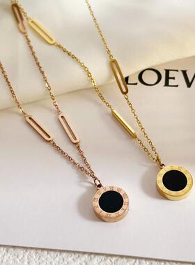 极速钛钢项链 经典罗马盘双面项链+送(微笑Q项链+罗马耳针)