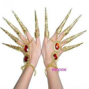 极速2pc indiani thai finger golden jewelry belly dance danci