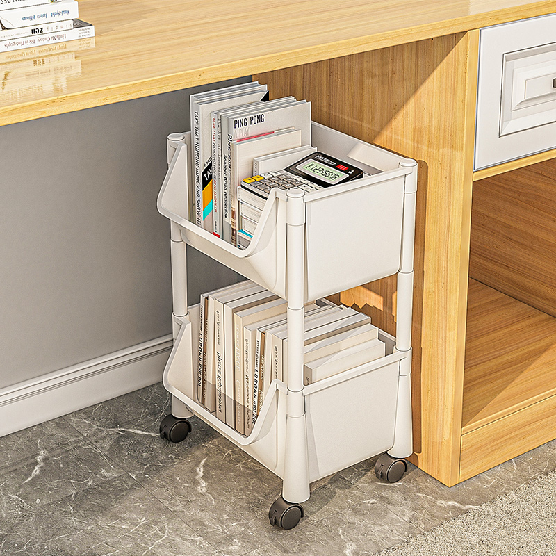 极速桌下书架阅读架办公室桌面置物架带轮可移动落地Y简易收纳柜