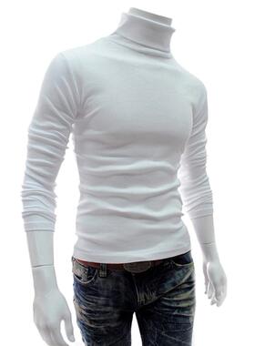 极速Long Sleehve Men T-shirt Turtleneck Men Pullover Soft Bl