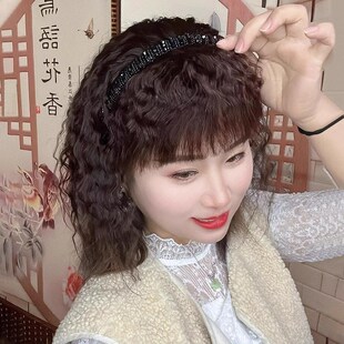 极速头顶补发片女串珠发箍蓬松补发D顶烫发自然遮白发补发块假发