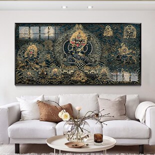 极速佛堂三世佛挂画客厅茶室唐卡装饰画西藏文化万佛图Z酒店背景