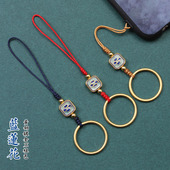 极速黄铜指环扣手机挂饰蓝莲花钥匙小挂件绳M链男女金属吊坠红色