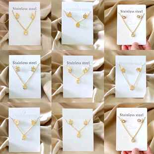 极速Simplde Cubic Zirconia Pendant Neckl earrin