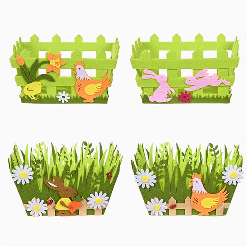 新品Easter Decorations sGreen Non-Woven Basket Place The Egg