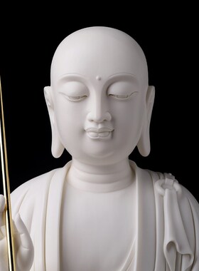 新品陶瓷21吋金刚座地藏王菩萨大师林建平地藏佛像摆.件德化白瓷