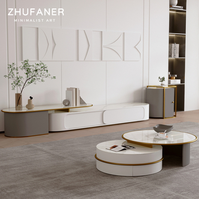 极速意式b岩板茶几简约现代轻奢客厅小户型家用正方形茶几电视柜