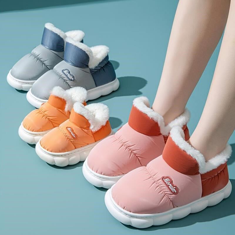 极速保暖棉拖鞋儿童n室内家居加绒防水防滑冬天外包跟男女童羽绒