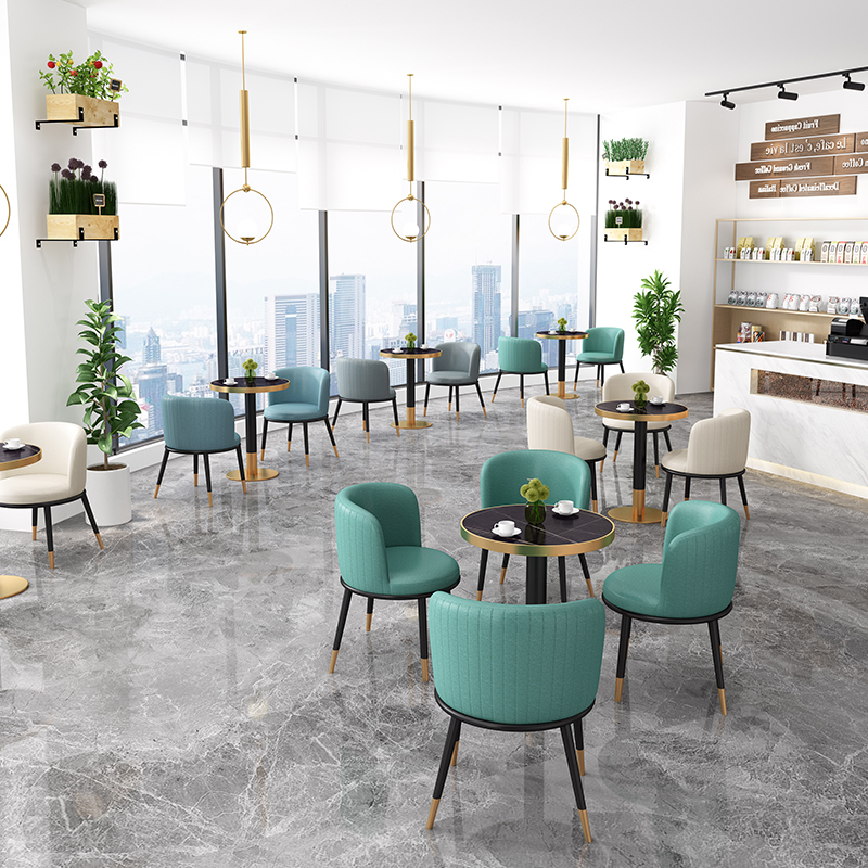 极速北欧简约休闲小圆桌洽谈桌椅组合轻奢办公室会客接Y待桌咖啡