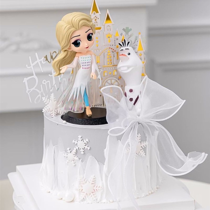 极速烘焙女孩生日蛋糕装饰插件网红冰雪女王O艾莎公主摆件城堡雪