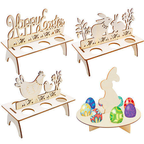 新品.Easter Deckoration for Home Wooden Easter Egg Holder Sh