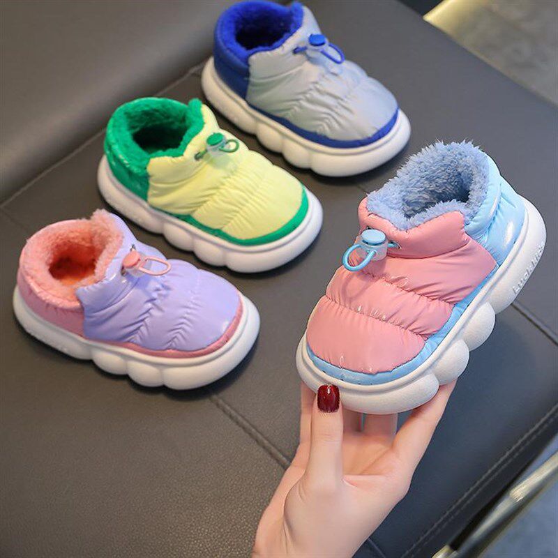 极速儿童棉拖鞋防水羽绒布宝宝室内E防滑男童女童冬保暖高包跟棉