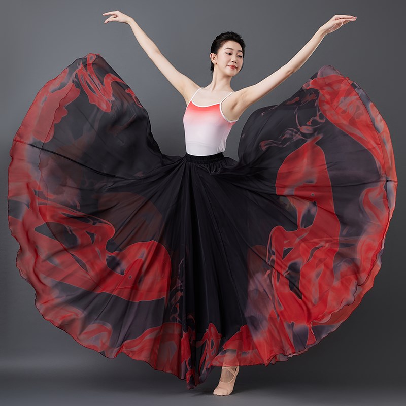 极速火凤凰舞蹈裙大裙摆开场舞古典民族现代N舞侠女风900度艺考剧