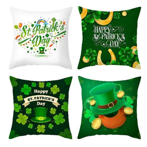 新品Saint Patricks Day Decoration PiHllowcase Green Leaf Pr