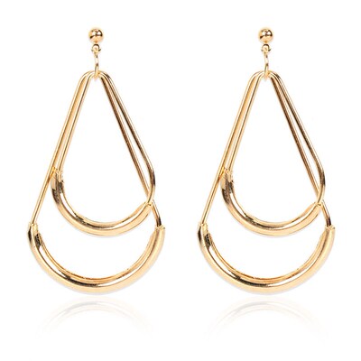 极速欧美跨境时尚耳环 复古合金水滴形E耳坠双层金色耳饰女 F8240