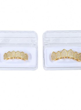 极速嘻哈牙套欧美himphop说唱金牙齿grillz牙满镶钻钻石锆石小丑