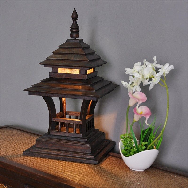 极速东南亚实木木制l灯塔 泰国门厅装饰品摆设灯具 会所装修创意