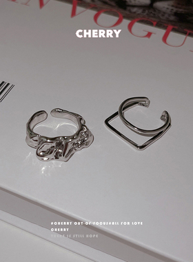 极速复古做旧不规则两件套戒指女欧E美冷淡风食指戒时尚个性气质