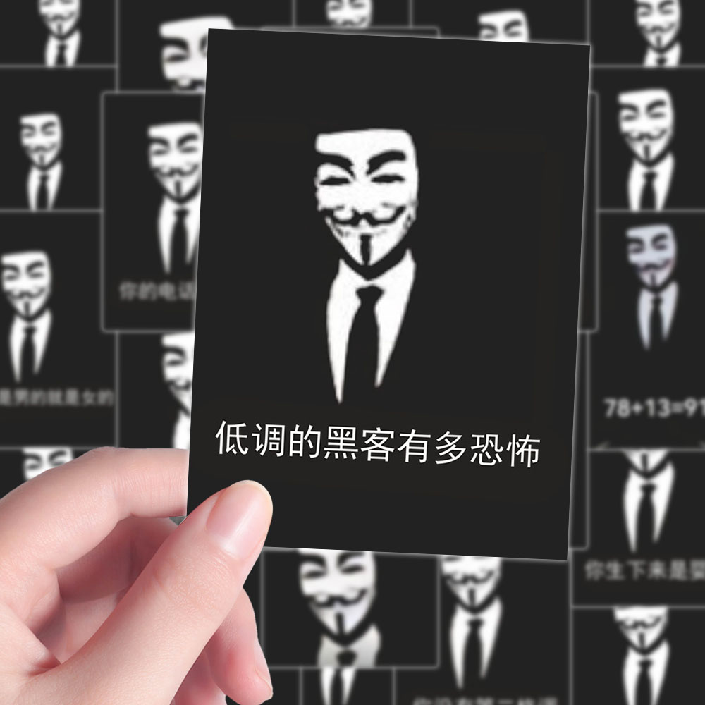 108张网络爆款抽象猎奇黑客表情包简约黑白背景图梗图平板贴纸diy