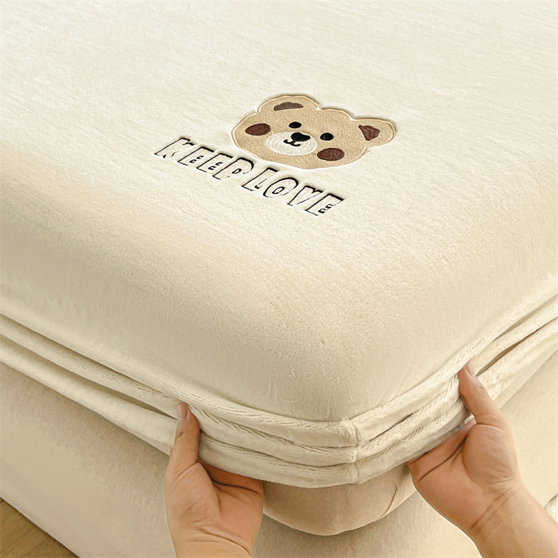 加厚牛奶绒床笠单件2024新款珊瑚绒床垫保护罩床罩保暖床套罩