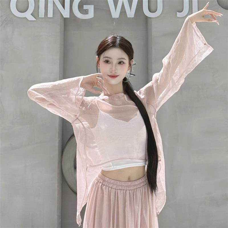 古典舞身韵纱衣女飘逸仙气舞蹈罩衫成人形体练功服中国舞演出服装