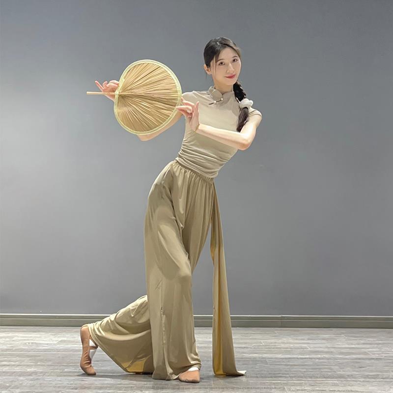 古典舞练功裤垂感开叉阔腿裤中国舞蹈服宽松飘逸舞蹈裤现代舞裤子