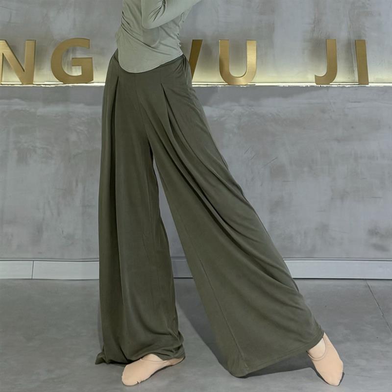 现代舞蹈裤女垂感飘逸直筒阔腿裤子古典舞练功裤中国舞形体训练服