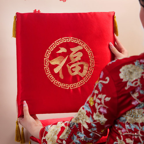 结婚敬茶跪垫加密刺绣流苏挂饰