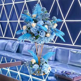 酒店婚礼宴会厅羽毛桌花仿真花摆件酒吧KTV桌面装饰摆台花餐桌花