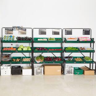 水果店货架展示架简易超市水果货架商用钢木绿色蔬菜架货架子加厚