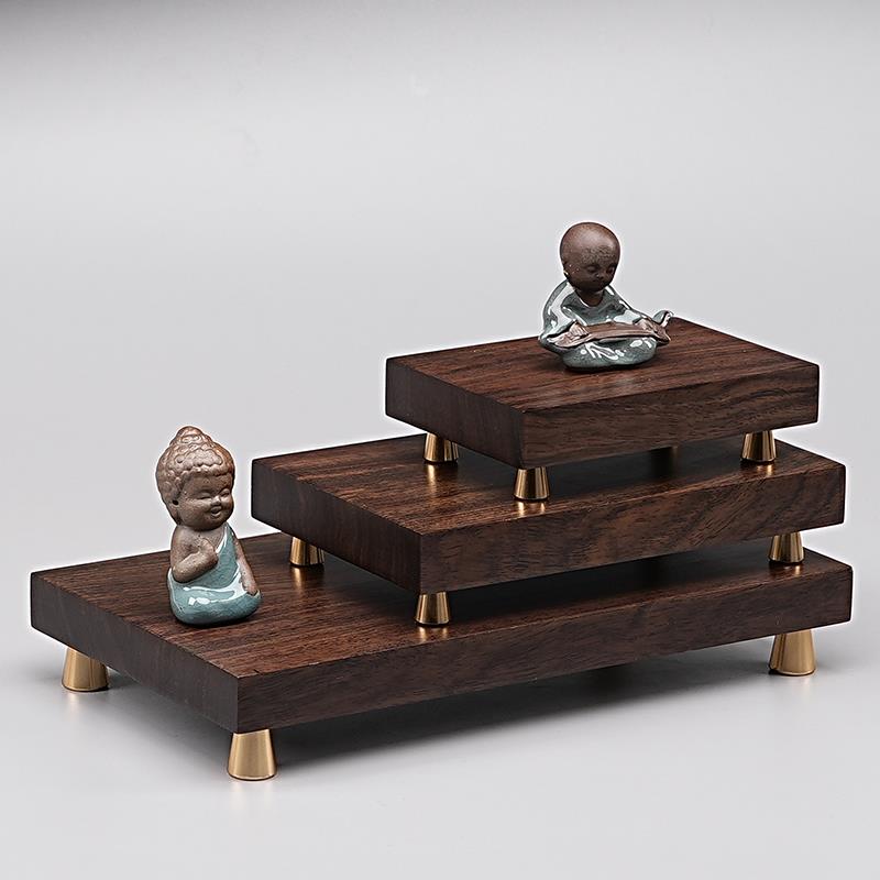 新中式实木底座托架花瓶佛像石头茶具香炉盆景财神工艺品摆件加高