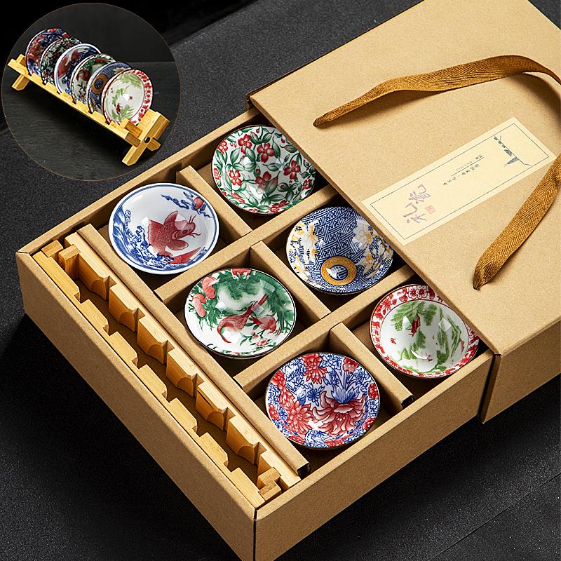 青花瓷茶杯套装斗笠杯陶瓷茶碗仿古品茗杯复古茶具茶盏6个礼盒装