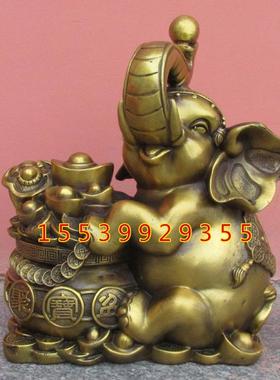 纯铜大象 聚宝盆大象 元宝大象大象顶球如意大象铜器摆件