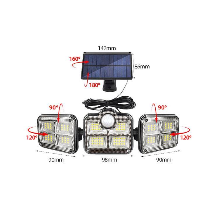 太阳能灯，138LED灯照明灯壁灯庭院灯户外灯三头灯射灯投光灯