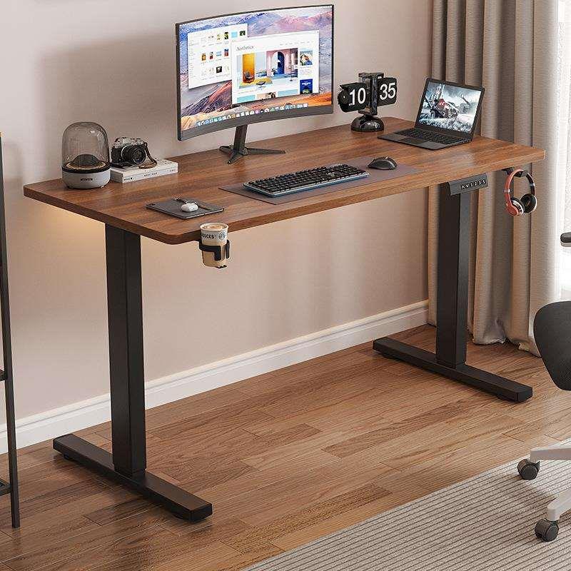 电动升降书桌家用台式电脑桌学习写字桌实木书房办公桌简易桌子