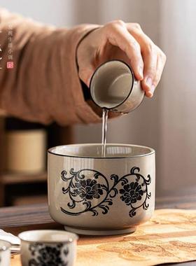 民窑雕花小茶洗｜杯洗小号茶渣桶茶水缸建水陶瓷干泡功夫茶具水盂