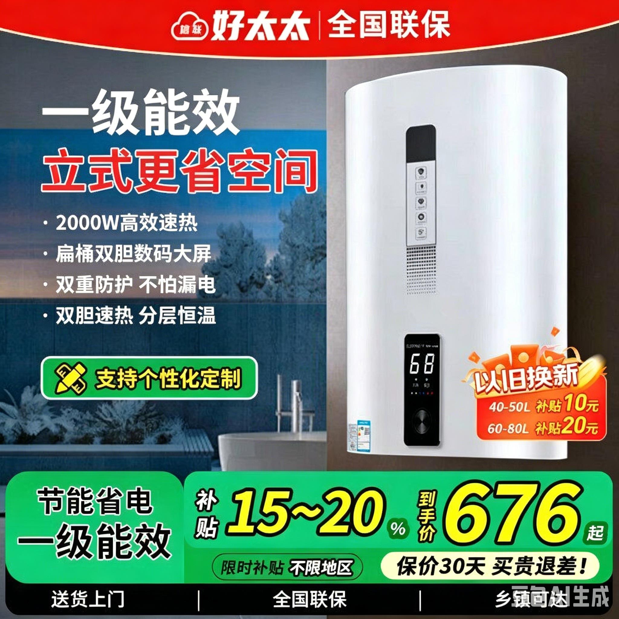 好太太储水式恒温电热水