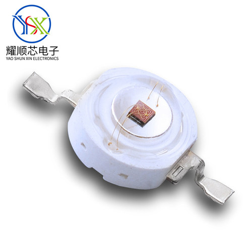 大功率3WLED灯珠 全铜支架进口芯片封装红绿蓝白黄紫红外单色灯珠