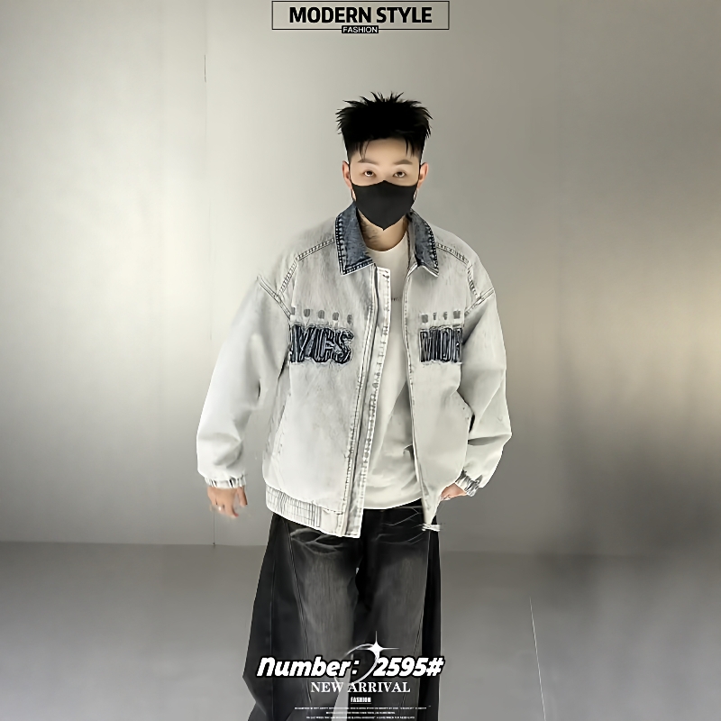 2025秋冬季新款青少年男时尚潮流帅气加棉保暖韩式牛仔夹克外套衣