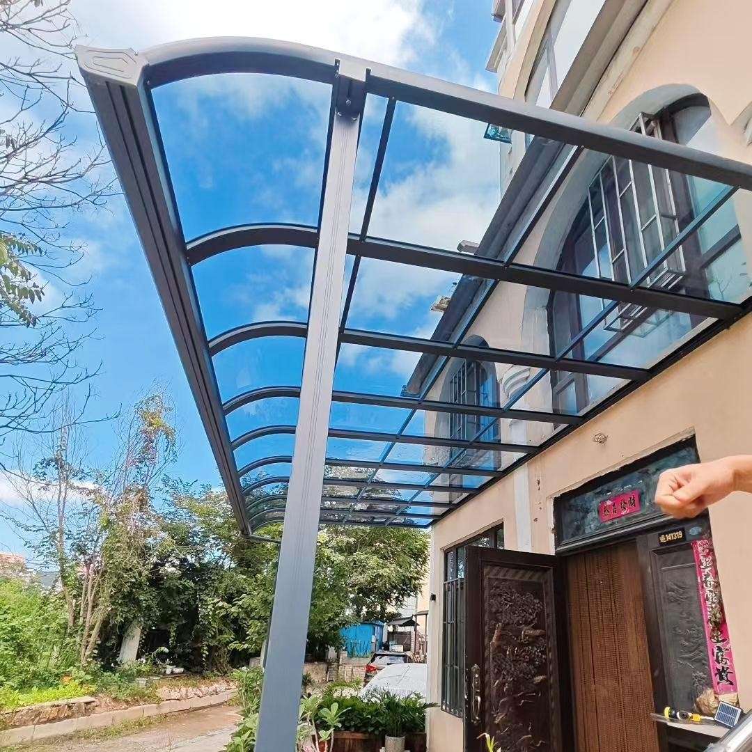 R型露台棚楼顶阳台帐篷铝合金遮阳棚PC耐力板顶棚户外庭院雨棚