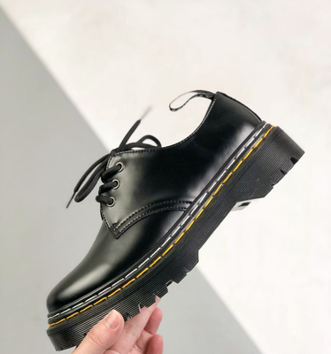 dr马丁靴rose同款丝带1461两孔Bex中厚底3孔Quad小皮鞋低帮
