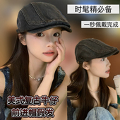 假发帽子一体女长发小众设计牛仔帽做旧款 前进帽鸭舌帽整头假发