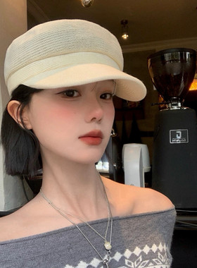 亚麻八角帽假发女短发新款春夏减龄休闲百搭显脸小报童帽画家帽