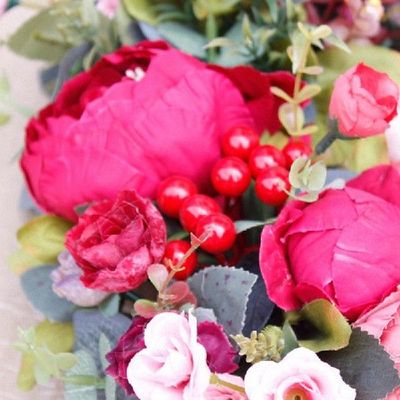 极速Decorative Door Wreath,Silk Flower PeonyP Head Flower Wr
