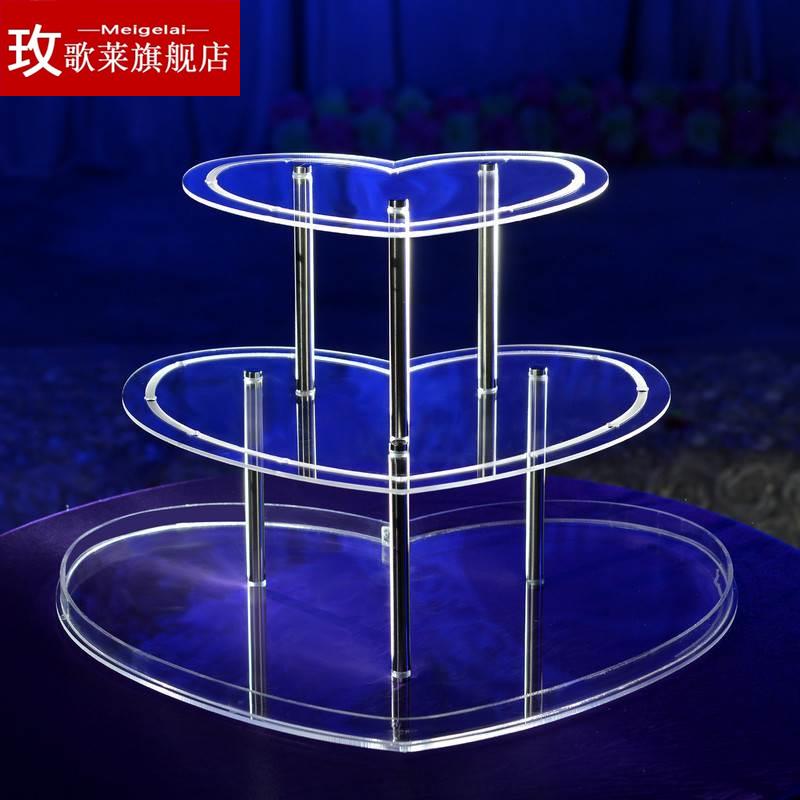 极速新款压克力三层心形香槟酒塔架子婚礼L酒台杯塔婚庆道具香槟