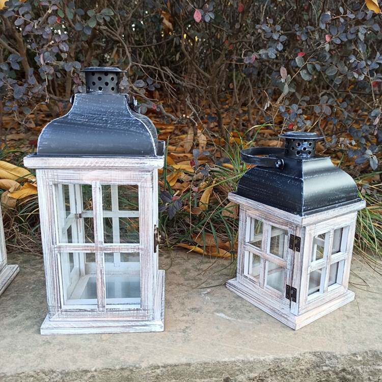 新品New Nordici style wooden candle holder wrought iron wind